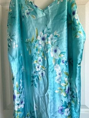 Gilligan & O'Malley Aqua Floral Satin Chemise